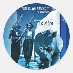 chicks_sticks_rhino_print_noText_noLogo, chicks... Classic Round Sticker