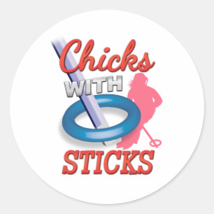 'Chicks With Sticks' Classic Round Sticker