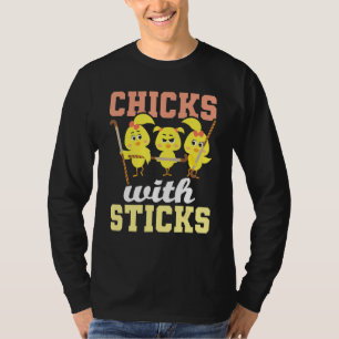 Chicks With Sticks  Field Hockey Player Hockey Fan T-Shirt