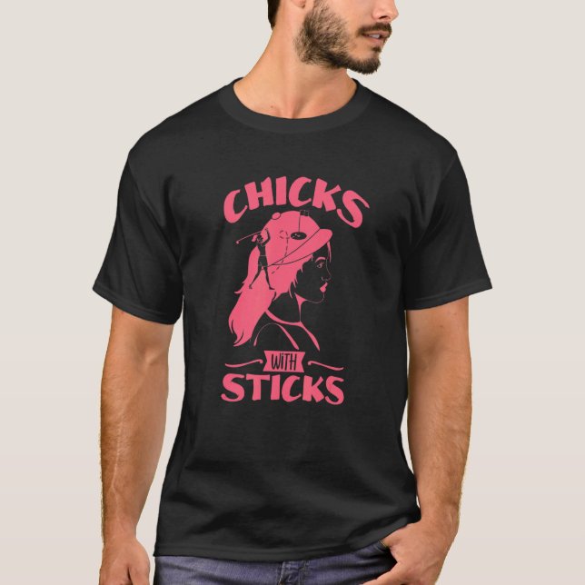 Chicks With Sticks Golf Cart Golfer Costume Women  T-Shirt (Front)