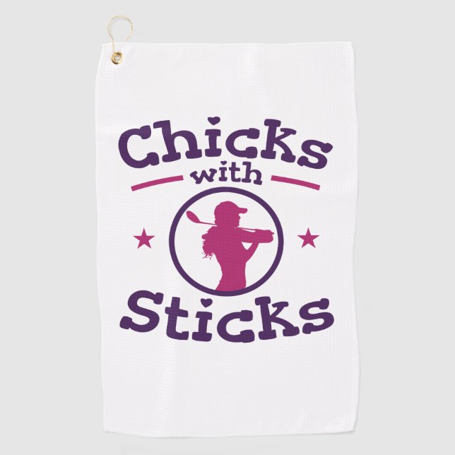 Chicks with Sticks Golf Golfing Golfer Women Golf Towel (Front)