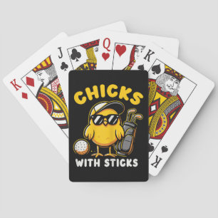 Chicks With Sticks Golfer Girl Woman Golf Club Gol Playing Cards