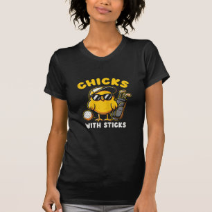 Chicks With Sticks Golfer Girl Woman Golf Club Gol T-Shirt