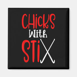 Chicks With Stix Stick And Puck-fun Field Hockey M Magnet