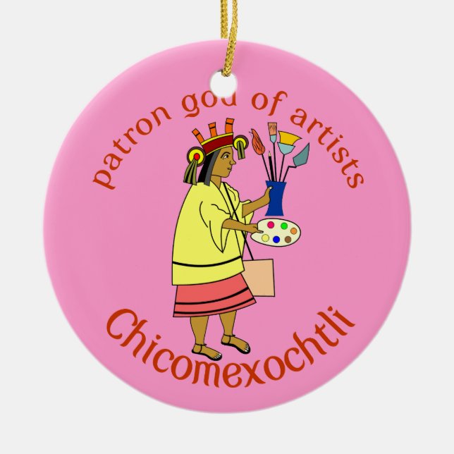 Chicomexochtli painter's patron god ceramic tree decoration (Front)