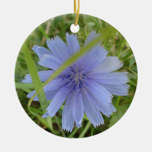 Chicory Blue Purple Flower Floral Ceramic Tree Decoration (Front)