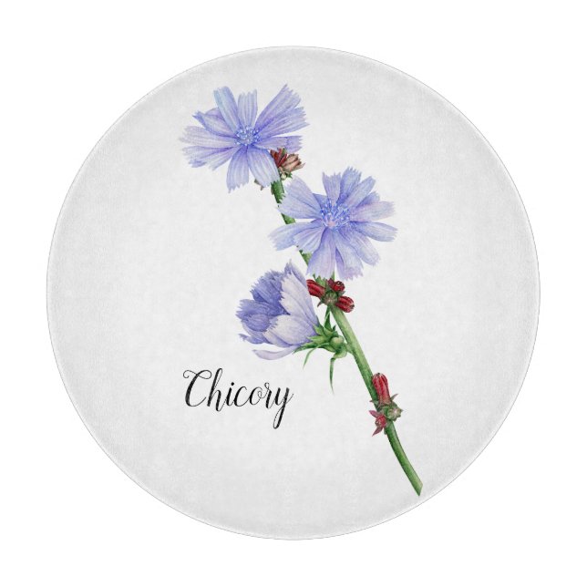 Chicory Flowers Watercolor Cutting Board (Front)