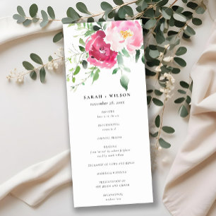 ChicPink Blush Burgundy Rose Wedding Program  Invitation