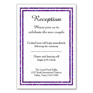 ChicPurple Faux Glitter Trim-Reception Insert Card