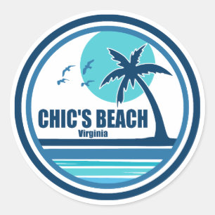 Chic's Beach Virginia Palm Tree Birds Classic Round Sticker