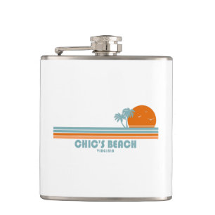 Chic's Beach Virginia Sun Palm Trees Hip Flask