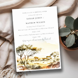 ChicWatercolor African Landscape Rehearsal Dinner Invitation