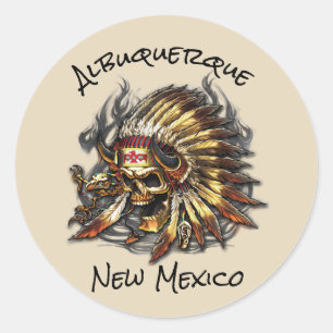 Chief Bones Albuquerque New Mexico Classic Round Sticker