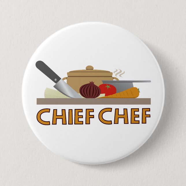 Chief Chef Illustrative Design Colour 7.5 Cm Round Badge (Front)