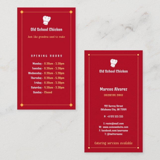 Chief | Chef Restaurant Business Card (Front/Back)