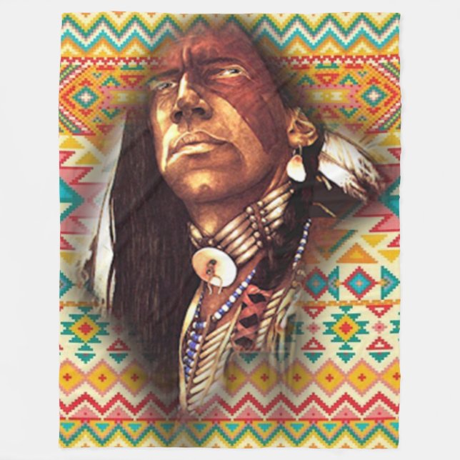 Chief Eagle Eyes Fleece Blanket (Front)