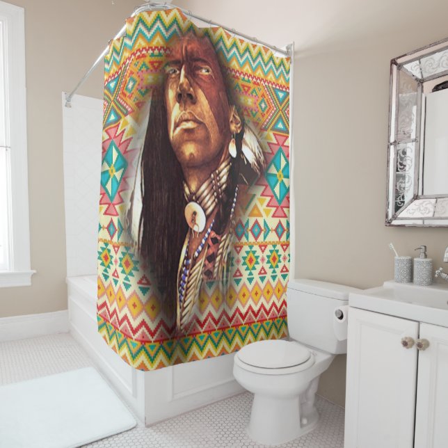 Chief Eagle Eyes Shower Curtain (In Situ)