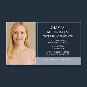 Chief Financial Officer Photo Navy Blue Business Card