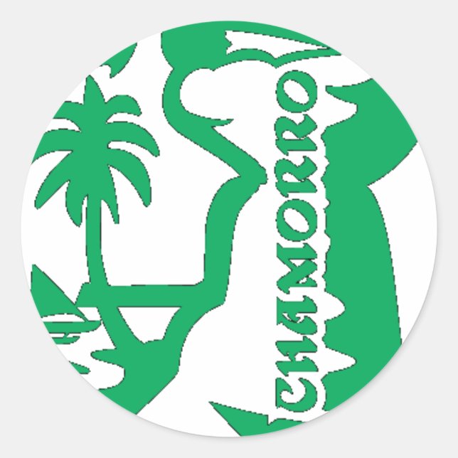 Chief holding a latte stone.  Guam seal. Classic Round Sticker (Front)