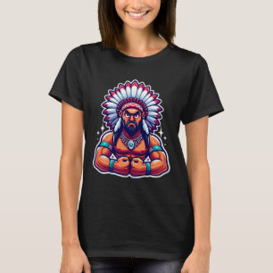 Chief Indian Flexing Muscles Fan Lover Bodybuildin T-Shirt