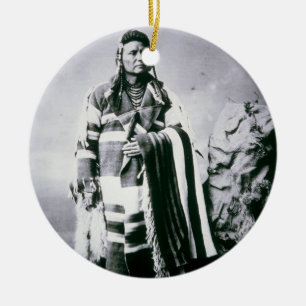 Chief Joseph (1840-1904) c.1880 (b/w photo) Ceramic Tree Decoration