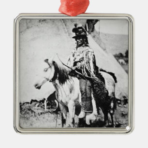 'Chief Looking Glass', c.1875 (b/w photo) Metal Tree Decoration