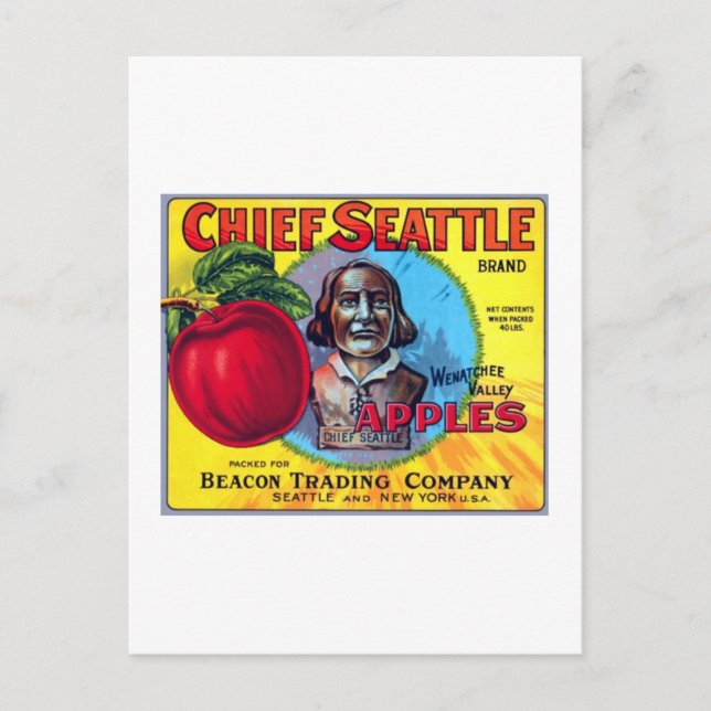 Chief Seattle Apples Postcard (Front)