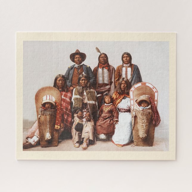 Chief Sevara and family,  native American Indians Jigsaw Puzzle (Horizontal)