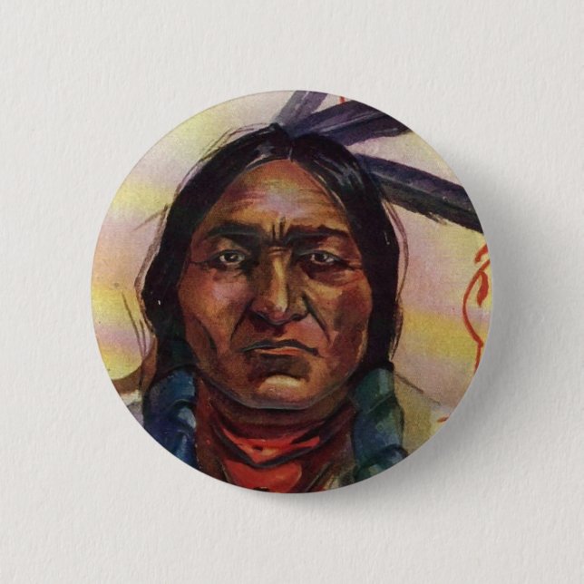 Chief Sitting Bull 6 Cm Round Badge (Front)