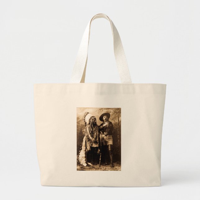 Chief Sitting Bull and Buffalo Bill 1895 Large Tote Bag (Front)