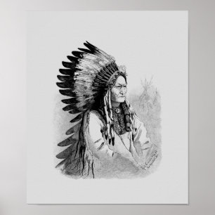 Chief Sitting Bull Engraved Portrait Poster