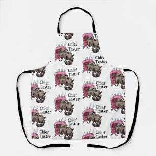 Chief Taster Greedy Racoon Eating Cake Cartoon Apron