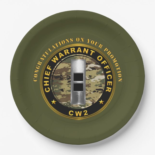 Chief Warrant Officer 2 (CW2)  Promotion Paper Plate (Front)