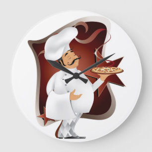 Chief with pizza wallclock