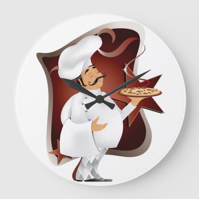 Chief with pizza wallclock (Front)