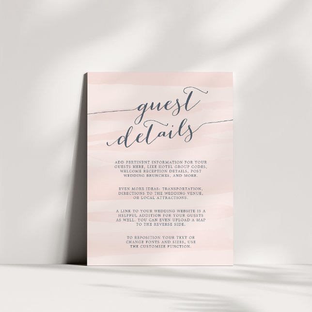 Chiffon Watercolor Guest Details Card | Blush (Creator Uploaded)