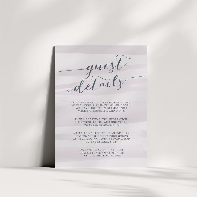 Chiffon Watercolor Guest Details Card | Grey Lilac (Creator Uploaded)