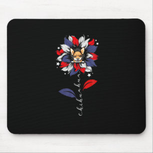 Chihuahua 4Th Of July Sunflower Patriotic Mouse Pad