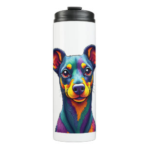 Chihuahua Abstract Painting Colour Cute Dog (1) Thermal Tumbler