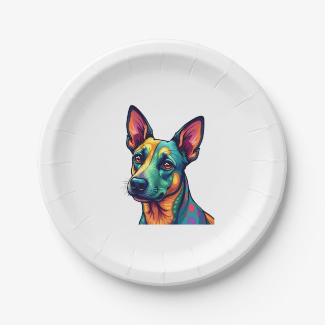 Chihuahua  Abstract Painting  Colour  Cute Dog (3) Paper Plate (Front)