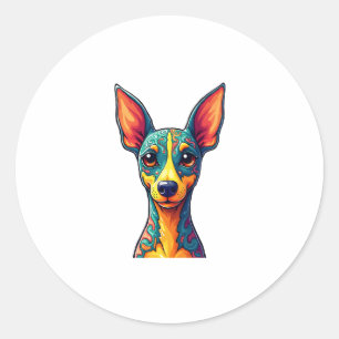 Chihuahua  Abstract Painting  Colour  Cute Dog (6) Classic Round Sticker