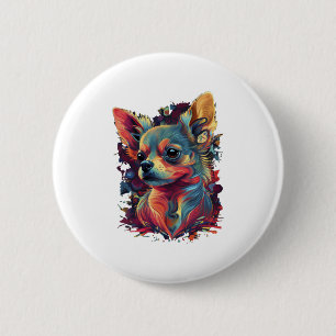 Chihuahua  Abstract Painting  Colour  Cute Dog    6 Cm Round Badge