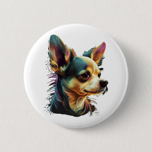 Chihuahua  Abstract Painting  Colour  Cute Dog     6 Cm Round Badge