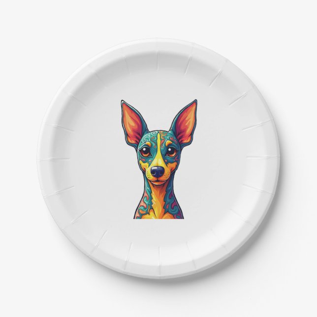 Chihuahua  Abstract Painting  Colour  Cute Dog (6) Paper Plate (Front)
