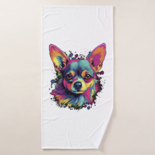 Chihuahua  Abstract Painting  Colour  Cute Dog     Bath Towel
