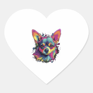 Chihuahua Abstract Painting Colour Cute Dog Heart Sticker