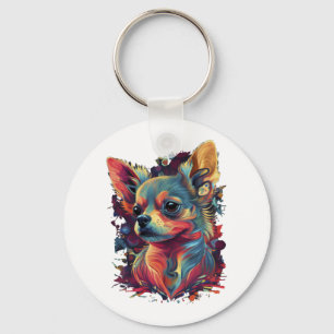 Chihuahua  Abstract Painting  Colour  Cute Dog    Key Ring
