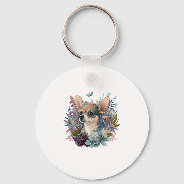 Chihuahua  Abstract Painting  Colour  Cute Dog   Key Ring (Front)