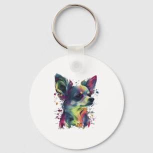 Chihuahua Abstract Painting Colour Cute Dog Key Ring