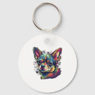Chihuahua Abstract Painting Colour Cute Dog Key Ring